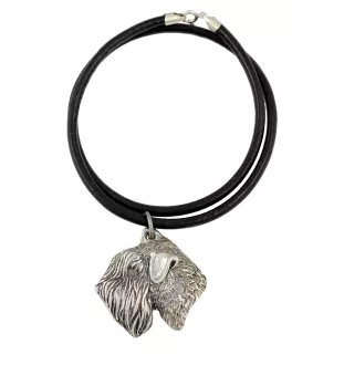Terrier de Wheatan à poil doux  - collier avec un chien, pendentif en plaqué argent pour les fans de chiens, bijoux uniques de la marque Art-Dog