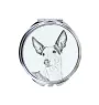 Ibizan Hound, Ibizan Podenco, Ibizan Warren Hound - Pocket mirror with a dog, personalized mirror for a purse, compact mirror with Art-Dog brand print.