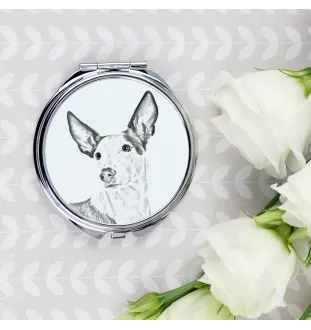 Ibizan Hound, Ibizan Podenco, Ibizan Warren Hound - Pocket mirror with a dog, personalized mirror for a purse, compact mirror with Art-Dog brand print.