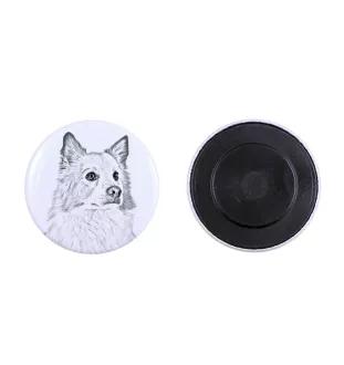 Islandhund, Isländischer Spitz, Isländischer Schäferhund Magnet mit einem Hundepfotenabdruck, außergewöhnlich leicht, starker Magnet, handgefertigtes Produkt der Marke Art-Dog