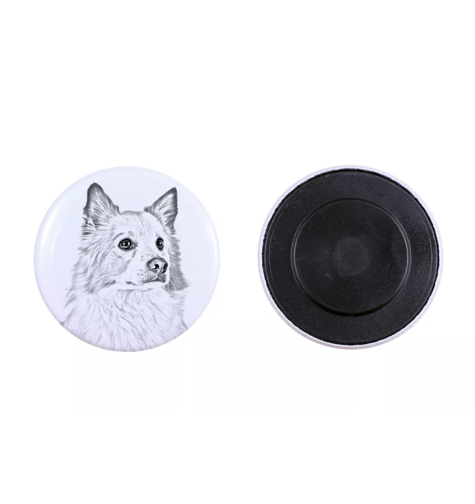 Islandhund, Isländischer Spitz, Isländischer Schäferhund Magnet mit einem Hundepfotenabdruck, außergewöhnlich leicht, starker Magnet, handgefertigtes Produkt der Marke Art-Dog