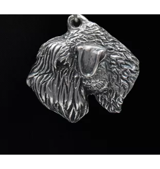 Soft-coated Wheatan Terrier  - Hundehalsband in Geschenkbox, versilbertes Medaillon für Hundefans, markanter Anhänger der Marke Art-Dog