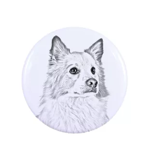 Islandhund, Isländischer Spitz, Isländischer Schäferhund Magnet mit einem Hundepfotenabdruck, außergewöhnlich leicht, starker Magnet, handgefertigtes Produkt der Marke Art-Dog