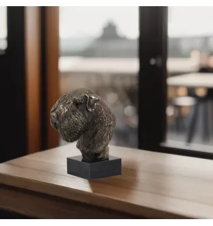 Soft-coated Wheatan Terrier  - Hundestatue, Büste auf Steinsockel, Skulptur, Trophäe für Hundeausstellung der Marke Art-Dog