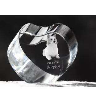 Icelandic Sheepdog, Icelandic Spitz, Iceland Dog - a photo of a dog in crystal, crystal heart, unique photo frame from the Art-Dog brand