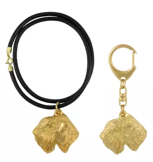 Irish soft coated wheaten terrier brelok i naszyjnik pozłacane w pudełku Art-Dog