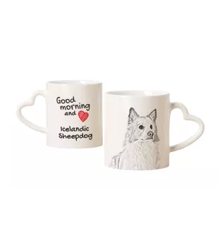 Icelandic Sheepdog, Icelandic Spitz, Iceland Dog - cup with a dog, adorable cup with a heart-shaped handle, universal gift from the Art-Dog brand