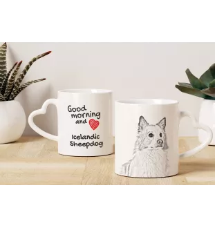 Islandhund, Isländischer Spitz, Isländischer Schäferhund - Tasse mit Hund, entzückende Tasse mit herzförmigem Henkel, universelles Geschenk der Marke Art-Dog