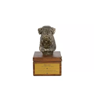 Terrier de Wheatan à poil doux  - urne pour les cendres du chien avec une statuette, petite urne pour chien, urne personnalisée avec le buste du chien de la marque Art-Dog