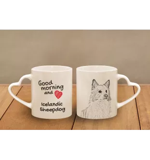 Icelandic Sheepdog, Icelandic Spitz, Iceland Dog - cup with a dog, adorable cup with a heart-shaped handle, universal gift from the Art-Dog brand
