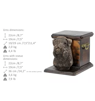 Terrier de Wheatan à poil doux  - urne pour les cendres d'un chien avec une statuette, une urne élégante pour chien, une urne exceptionnelle avec un buste de chien de la marque Art-Dog