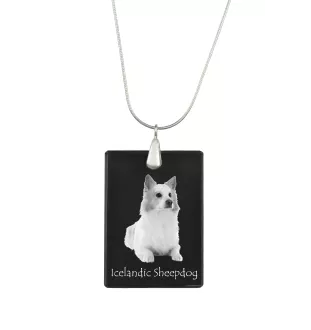 Chien de berger islandais, Berger d'Islande - Pendentif en cristal avec chien, collier en argent avec photo, pendentif personnalisé par la marque Art-Dog