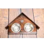 Soft-coated Wheatan Terrier  - wooden stand with bowls for a dog, decorative dog bowls, a gift for adopting a dog from the Art-Dog brand