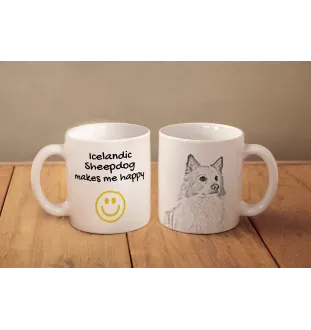 Chien de berger islandais, Berger d'Islande - tasse avec chien, une tasse joyeuse pour les amoureux des chiens, un cadeau personnalisé de la marque Art-Dog