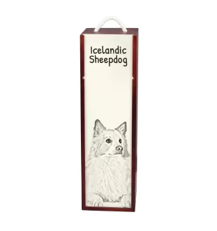 Icelandic Sheepdog, Icelandic Spitz, Iceland Dog - wine box with a dog, alcohol box with graphics, personalized gift box from the Art-Dog brand