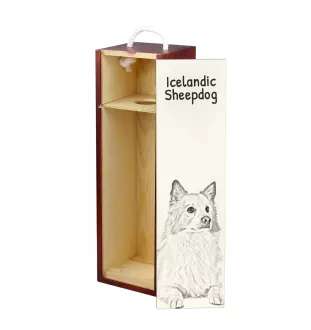Chien de berger islandais, Berger d'Islande - boîte à vin avec chien, boîte à alcool avec graphisme, boîte cadeau personnalisée de la marque Art-Dog