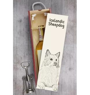 Icelandic Sheepdog, Icelandic Spitz, Iceland Dog - wine box with a dog, alcohol box with graphics, personalized gift box from the Art-Dog brand