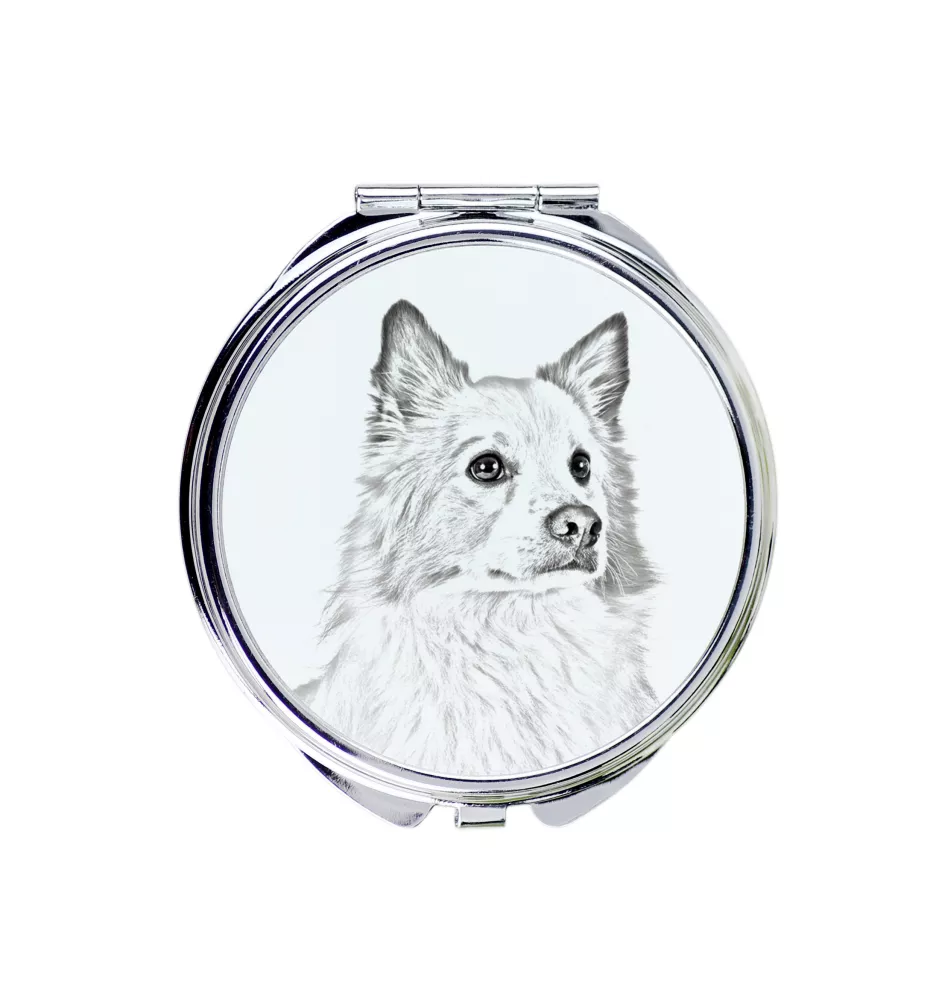 Islandhund, Isländischer Spitz, Isländischer Schäferhund - Taschenspiegel mit Hund, personalisierter Taschenspiegel, kompakter Spiegel mit Art-Dog-Logo