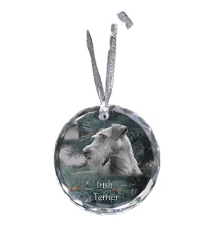 Irischer Terrier, Irish Terrier - Kristallkugel mit Foto, Hundebild im Kristall, personalisierter Christbaumschmuck von Art-Dog.
