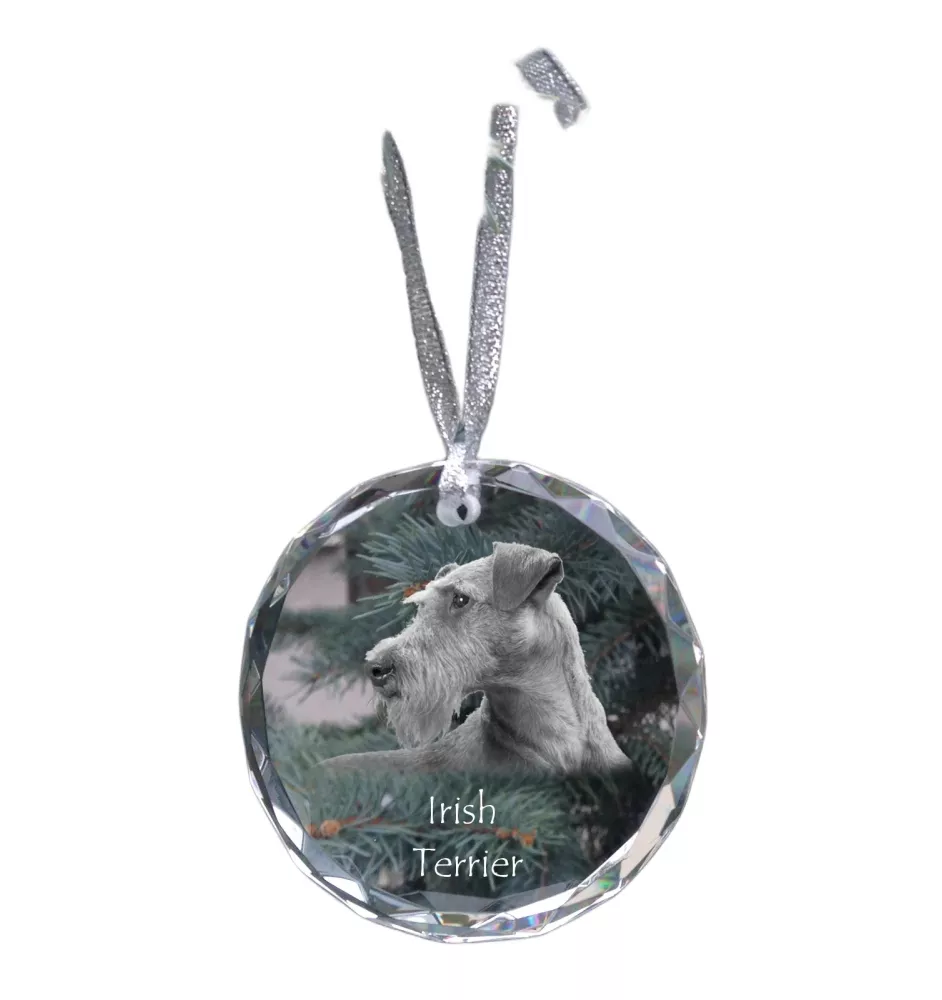 Terrier irlandais, Irish Terrier - boule de Noël en cristal avec une photo, photo de chien dans le cristal, décoration personnalisée pour sapin de Noël de la marque Art-Dog