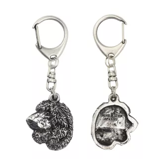 Irish Water Spaniel, Whiptail, Shannon Spaniel - Silver-plated key ring with dog, handbag decoration, backpack pendant by Art-Dog brand