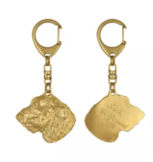 Irish Wolfhound I - Gilded key ring with dog in gift box, handbag decoration, luxury accessory by Art-Dog brand