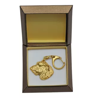 Irish Wolfhound I - Gilded key ring with dog in gift box, handbag decoration, luxury accessory by Art-Dog brand