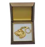 Irish Wolfhound I - Gilded key ring with dog in gift box, handbag decoration, luxury accessory by Art-Dog brand