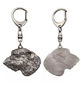 Irish Wolfhound I - Silver-plated key ring with a dog in a gift box, handbag decoration, backpack pendant by Art-Dog brand
