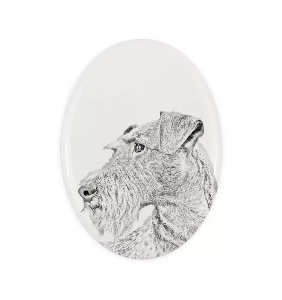 Irish Terrier, Irish Red Terrier, Brocaire Rua - commemorative plaque with a photo of a dog, tombstone with a print, personalized oval plaque from the Art-Dog brand