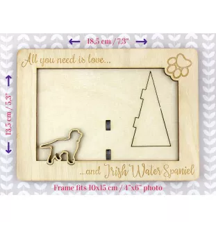 Irish Water Spaniel, Whiptail, Shannon Spaniel - Photo frame, engraved wooden frame, a lovely gadget for the dog lover by Art-Dog