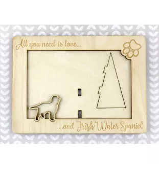 Irish Water Spaniel, Whiptail, Shannon Spaniel - Photo frame, engraved wooden frame, a lovely gadget for the dog lover by Art-Dog