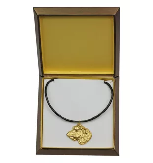 Irischer Wolfshund, Irish Wolfhound I - Hundehalsband in Geschenkbox, vergoldeter Anhänger für Hundefans, auffälliger Schmuck von Art-Dog
