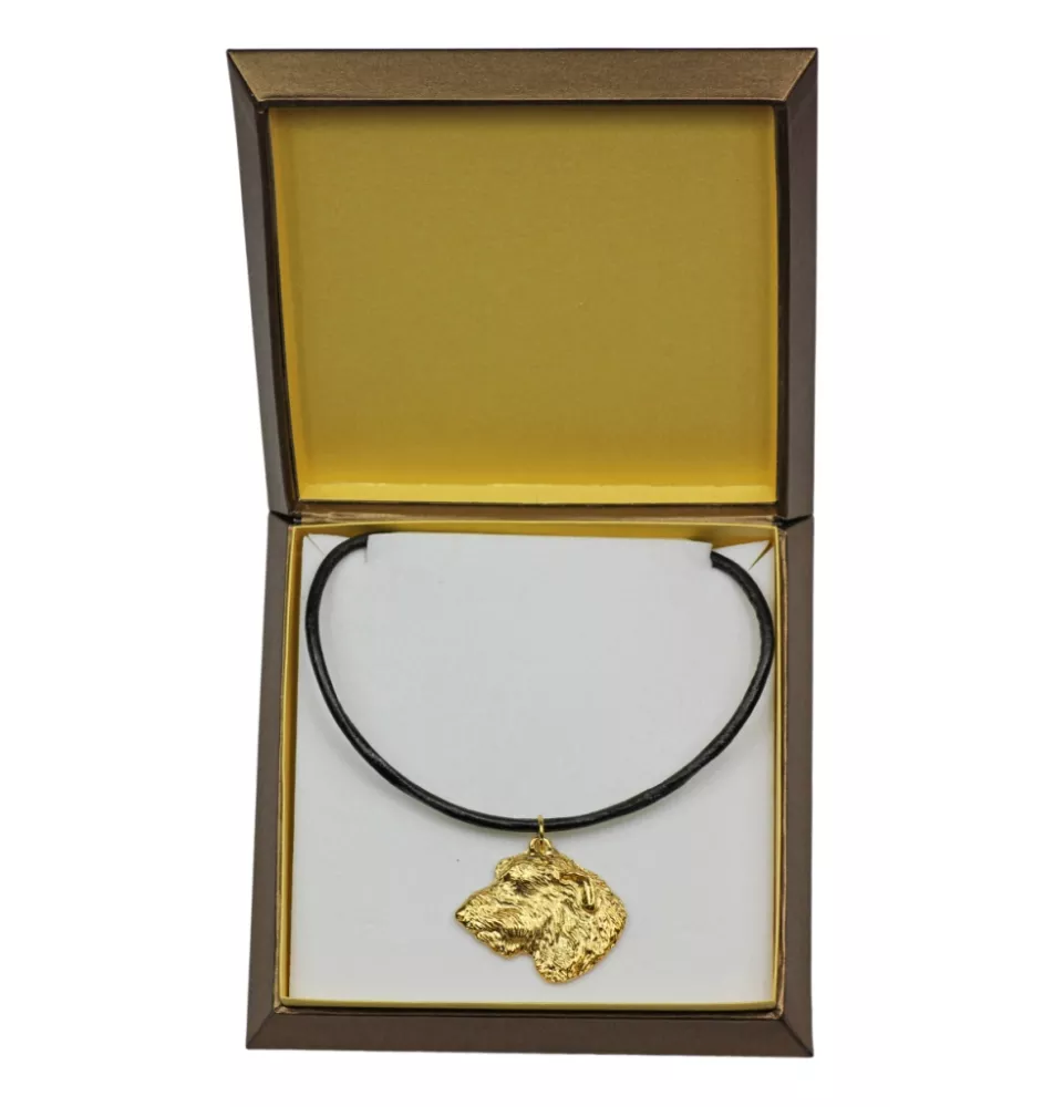 Lévrier irlandais, Irish wolfhound I - Collier de chien dans une boîte cadeau, pendentif plaqué or pour les fans de chiens, bijoux remarquables par Art-Dog