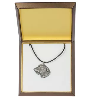 Irischer Wolfshund, Irish Wolfhound I - Hundehalsband in Geschenkbox, versilbertes Medaillon für Hundefans, markanter Anhänger der Marke Art-Dog