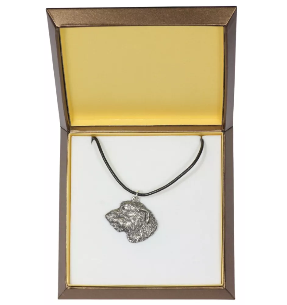 Lévrier irlandais, Irish wolfhound I - Collier de chien dans une boîte cadeau, médaillon argenté pour fan de chien, pendentif remarquable de la marque Art-Dog