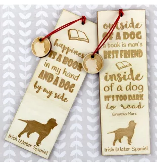 Irish Water Spaniel, Whiptail, Shannon Spaniel - dog bookmark, personalized bookmark, gift for bookworm from Art-Dog brand