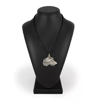 Irischer Wolfshund, Irish Wolfhound - Hundehalsband in Geschenkbox, versilbertes Medaillon für Hundefans, markanter Anhänger der Marke Art-Dog