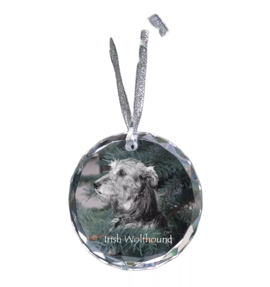 Irischer Wolfshund, Irish Wolfhound - Kristallkugel mit Foto, Hundebild im Kristall, personalisierter Christbaumschmuck von Art-Dog.