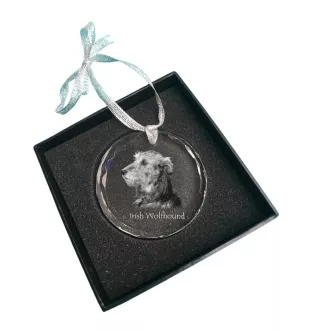Lévrier irlandais, Irish wolfhound - boule de Noël en cristal avec une photo, photo de chien dans le cristal, décoration personnalisée pour sapin de Noël de la marque Art-Dog