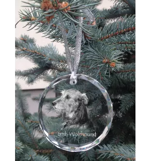 Lévrier irlandais, Irish wolfhound - boule de Noël en cristal avec une photo, photo de chien dans le cristal, décoration personnalisée pour sapin de Noël de la marque Art-Dog