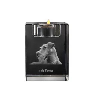 Irish Terrier, Irish Red Terrier, Brocaire Rua - Candle holder with dog photo, crystal tealight holder, personalised gift by Art-Dog brand