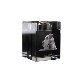 Terrier irlandais, Irish Terrier - Bougeoir avec photo de chien, porte bougie en cristal, cadeau personnalisé par la marque Art-Dog