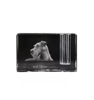 Irischer Terrier, Irish Terrier - Stifthalter, Kristallorganizer mit Hundefoto, einzigartige Schreibtischdekoration der Marke Art-Dog