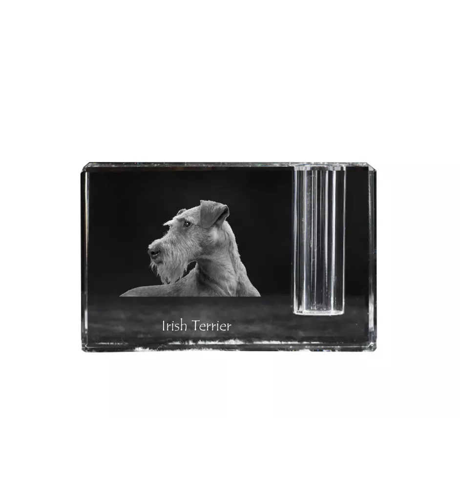 Terrier irlandais, Irish Terrier - Porte-stylos, organiseur en cristal avec photo de chien, décoration de bureau unique par la marque Art-Dog
