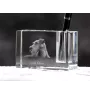 Irish Terrier, Irish Red Terrier, Brocaire Rua - Pen stand, crystal organiser with dog photo, unique desk decoration by Art-Dog brand