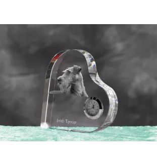 Terrier irlandais, Irish Terrier - horloge en cristal avec une photo de chien, horloge de table en forme de cœur, horloge debout personnalisée de la marque Art-Dog