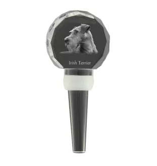 Irish Terrier, Irish Red Terrier, Brocaire Rua - Crystal bottle stopper, unique wine stopper with photo, personalised gift for sommelier by Art-Dog brand