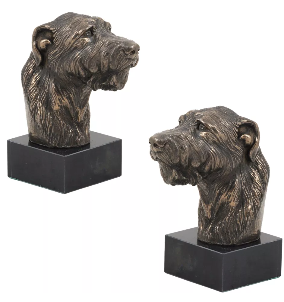 Irischer Wolfshund, Irish Wolfhound - Hundestatue, Büste auf Steinsockel, Skulptur, Trophäe für Hundeausstellung der Marke Art-Dog