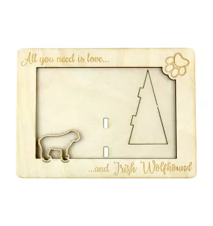 Lévrier irlandais, Irish wolfhound - Cadre photo, cadre en bois gravé, un joli gadget pour l'amoureux des chiens par Art-Dog